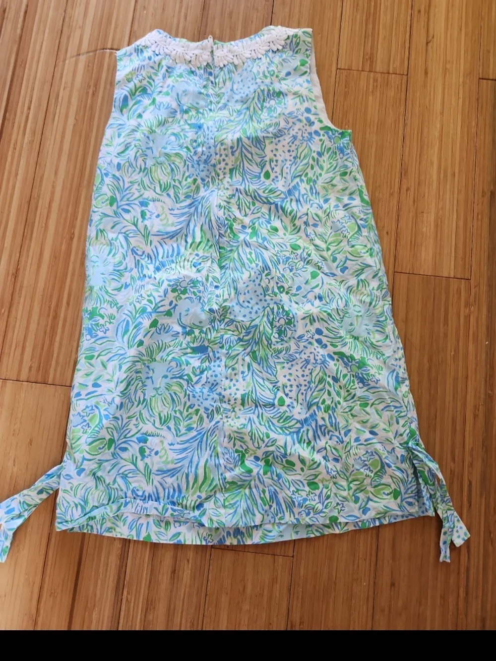 Lilly Pulitzer Girls Little Lilly Classic Shift Dress 8 blue green white safari